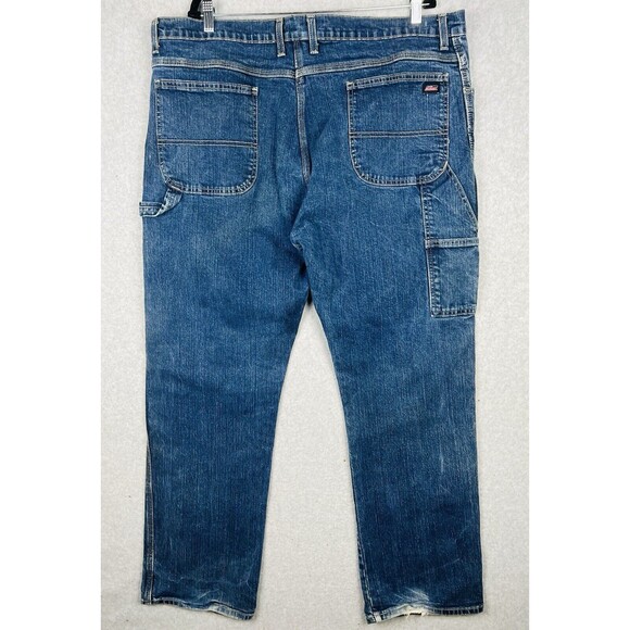 Dickies Carpenter Jeans Mens 42x32 Utility Workwear Straight Fit Hammer Loop - Picture 2 of 14